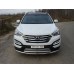 Защита переднего бампера - труба двойная (нержавейка d=70/48) для Hyundai Santa Fe III Защита переднего бампера