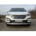 Защита переднего бампера - труба (нержавейка d=70) для Hyundai Santa Fe III Защита переднего бампера