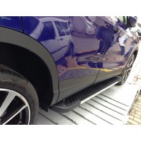 Пороги Almond Black-shiny (Алюминий+пластик) для Honda CRV 2012