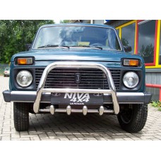 Защита переднего бампера - кенгурятник с грилем для Lada Niva NIVA