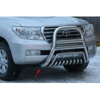 Защита переднего бампера - кенгурятник с грилем (нержавейка d=76/58) для Toyota Land Cruiser 200