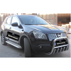 Защита переднего бампера - кенгурятник с грилем (d=60) для Nissan Qashqai QASHQAI