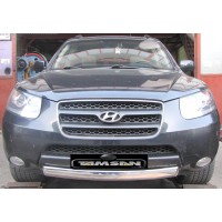 Защита переднего бампера - труба (нержавейка d=70) для Hyundai Santa Fe II