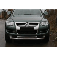 Защита переднего бампера - ус двойной (нержавейка d=70/48) для Volkswagen Tiguan